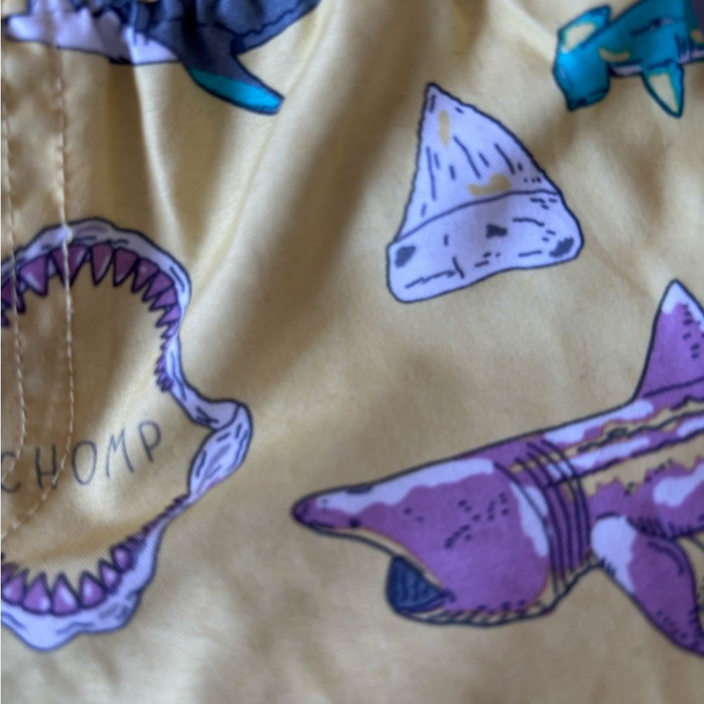 Simple Joys Yellow Shark Print Swim Shorts - Picture 3 of 6